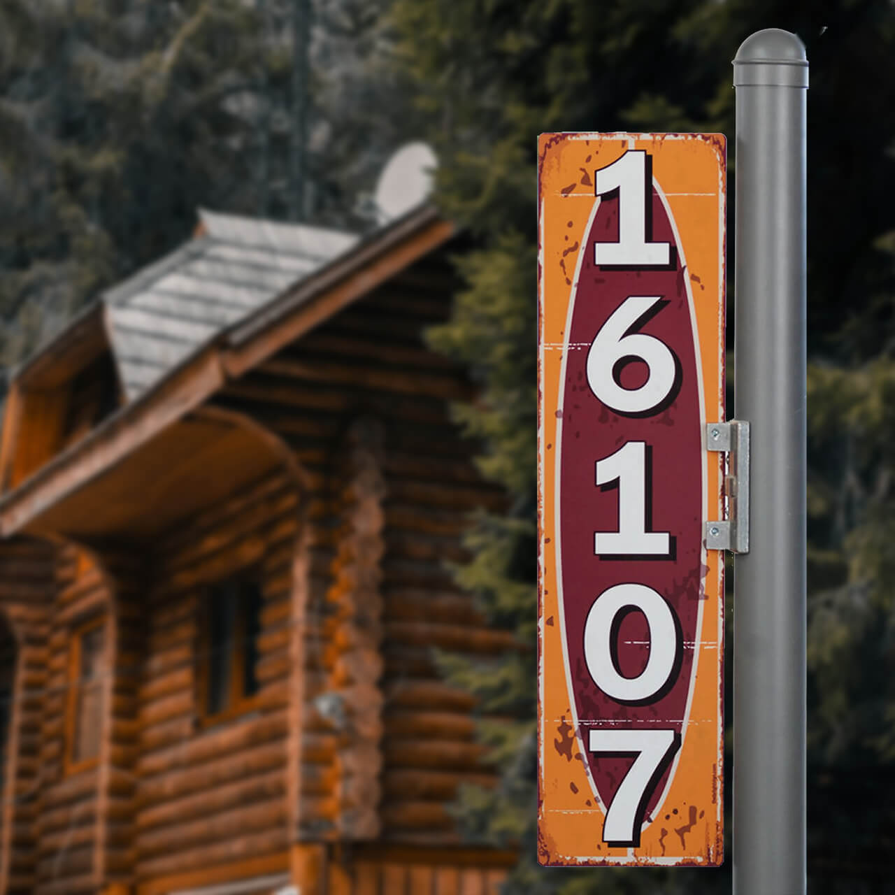 A Red Vintage Address Sign