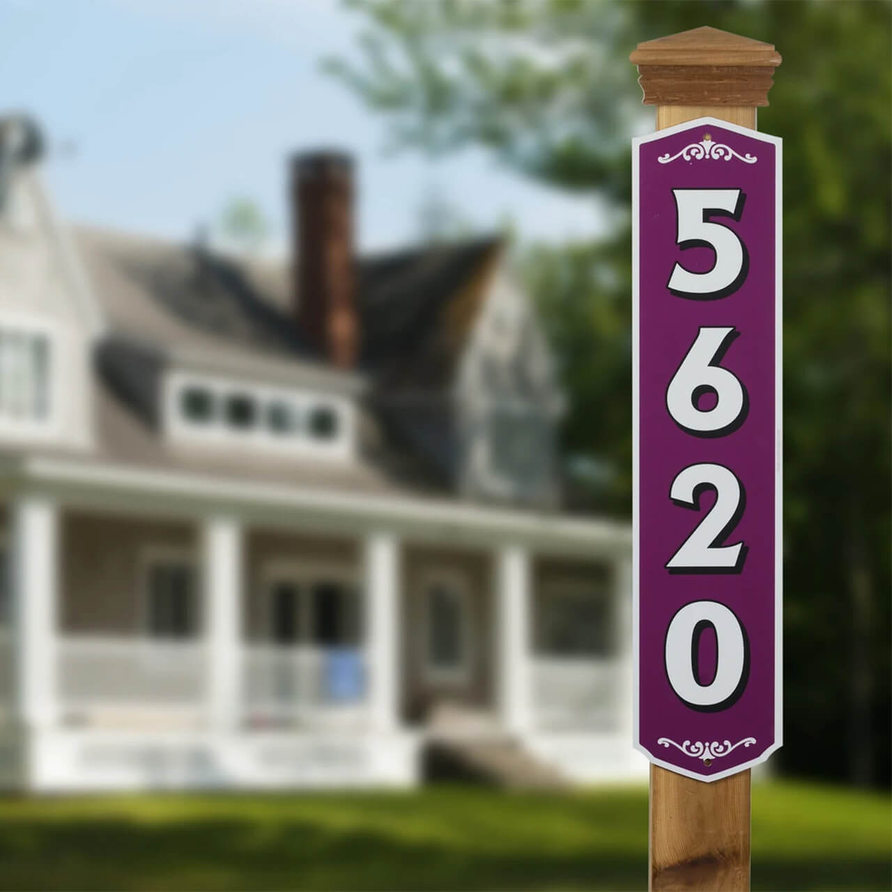 Purple Single Sided Reflective Address Sign