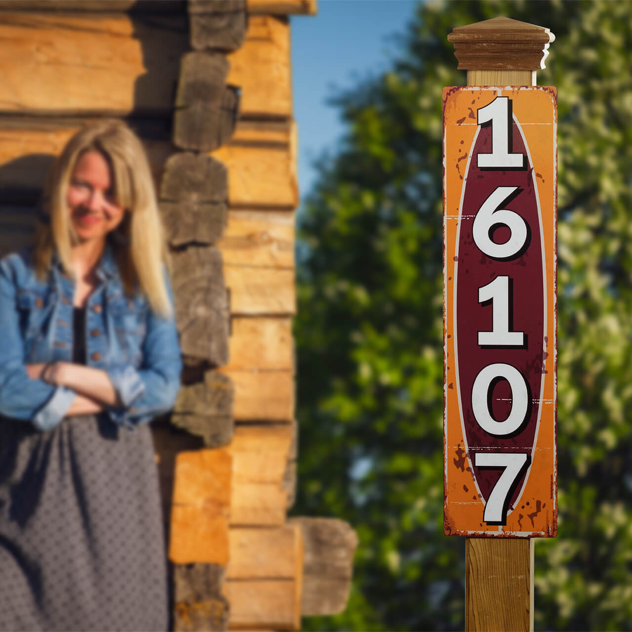 Red Vintage Style Reflective Address Sign